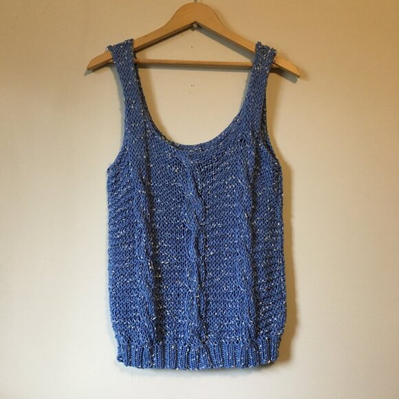 OAK Handmade Periwinkle Blue Sleeveless Cable Knit Top - Picture 2 of 12